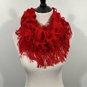 Red knit infinity scarf